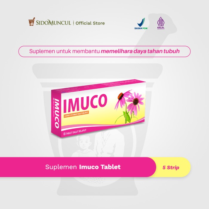 Suplemen Imuco Tablet (5 Strip) - Meringankan Batuk dan Flu