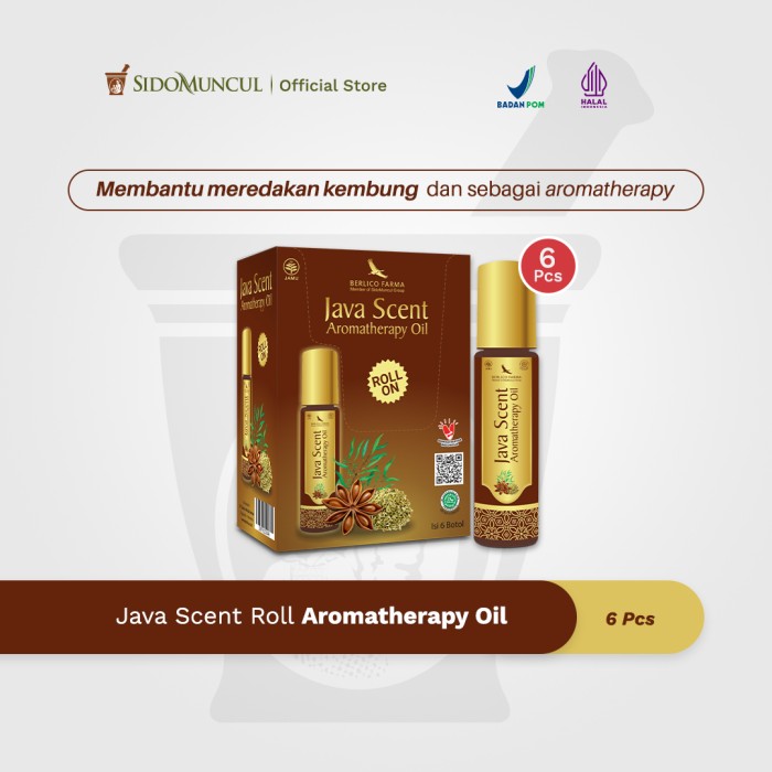 Java Scent Roll Aromatherapy Oil (Isi 6 Botol) - Meredakan Perut Kembung Mual Pusing