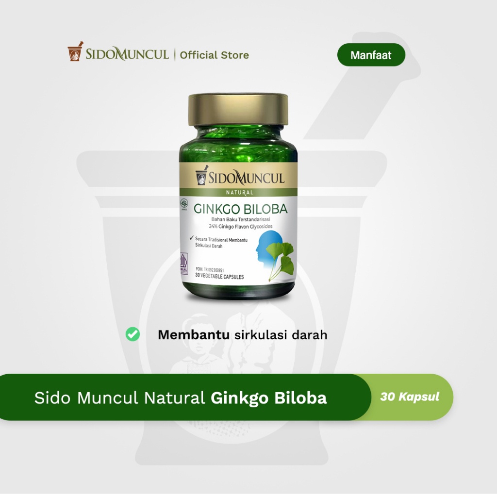 Sido Muncul Herbal Ginkgo Biloba 30 Kapsul - Secara Tradisional Digunakan untuk Membantu Sirkulasi Darah