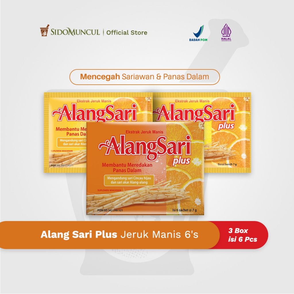 Alang Sari Plus Jeruk Manis 6's - Mencegah Sariawan & Panas Dalam