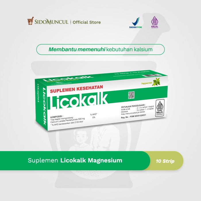 Licokalk (10 Strip) - Suplemen Kalsium Tulang dan Gigi 