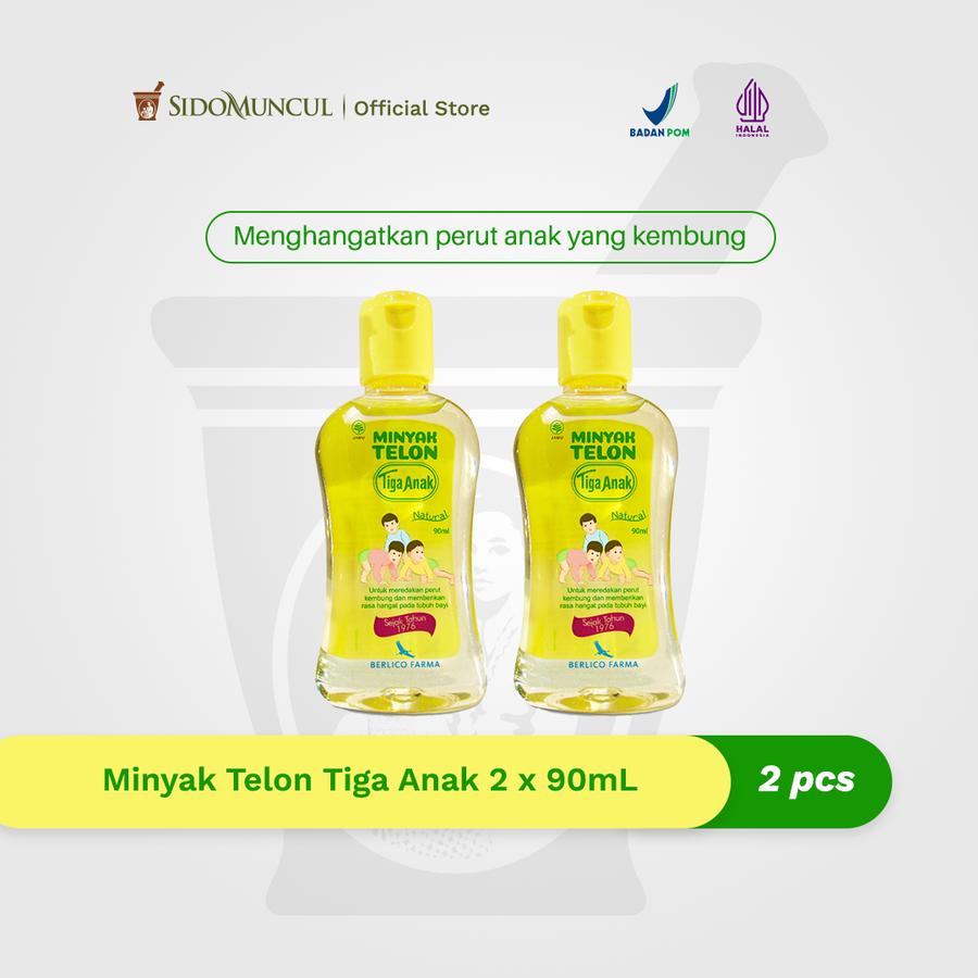 Minyak Telon Tiga Anak 90mL Menghangatkan Perut Kembung Bayi (2 botol)