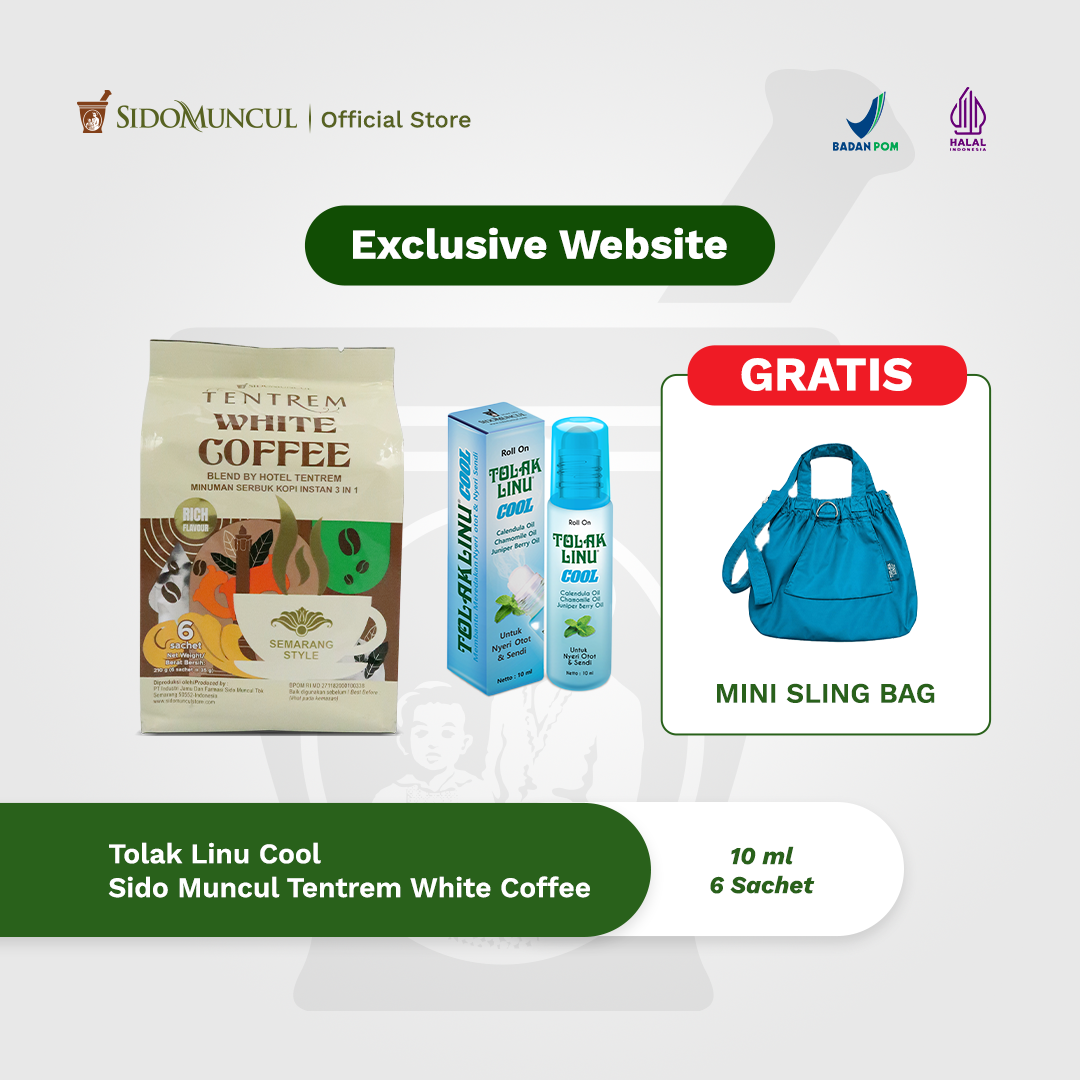[FREE MINI SLING BAG TL] Exclusive Website Tolak Linu Cool 10 ml - Meredakan Nyeri Sendi Otot dan Pegal + Sido Muncul Tentrem White Coffee 6's