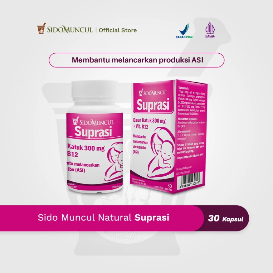 Sido Muncul Herbal Suprasi 30 Kapsul - Daun Katuk Air Susu Ibu ASI