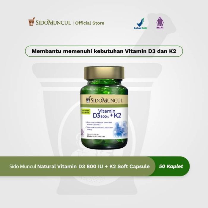 Sido Muncul Natural Vitamin D3 800 IU + K2 Soft Capsule 50 Kapsul