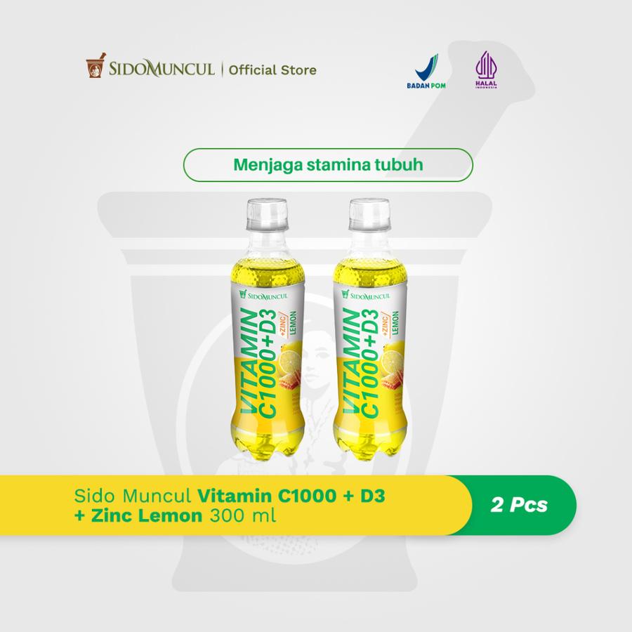 Sido Muncul Vitamin C1000 + D3 + Zinc Lemon 2x300ml Daya Tahan Tubuh