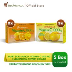 Paket Sido Muncul Vitamin C1000mg 3 Pack Lemon dan 2 Pack Sweet Orange