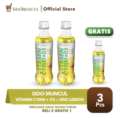 Sido Muncul Vitamin C1000 + D3 + Zinc Lemon 2x300ml Daya Tahan Tubuh