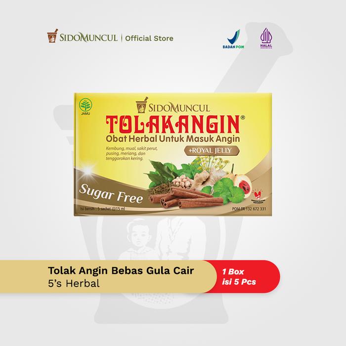 Tolak Angin Sugar Free Cair Dus 5's Herbal - Masuk Angin