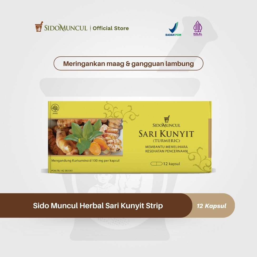 Sido Muncul Herbal Sari Kunyit Strip 12'k - Sakit Maag Perut Lambung
