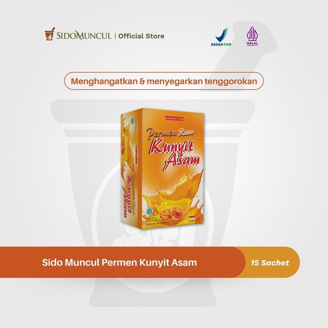 Sido Muncul Permen Kunyit Asam 15's - Lega Tenggorokan