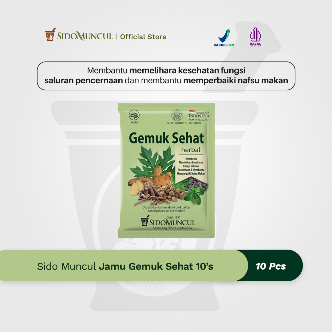 Sido Muncul Jamu Gemuk Sehat 10's - Herbal Memperbaiki Nafsu Makan