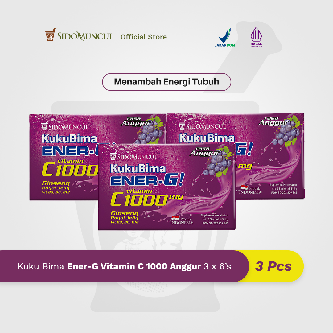 Kuku Bima Ener-G Vit C1000 Anggur 3x6's - Minuman Berenergi Vitamin