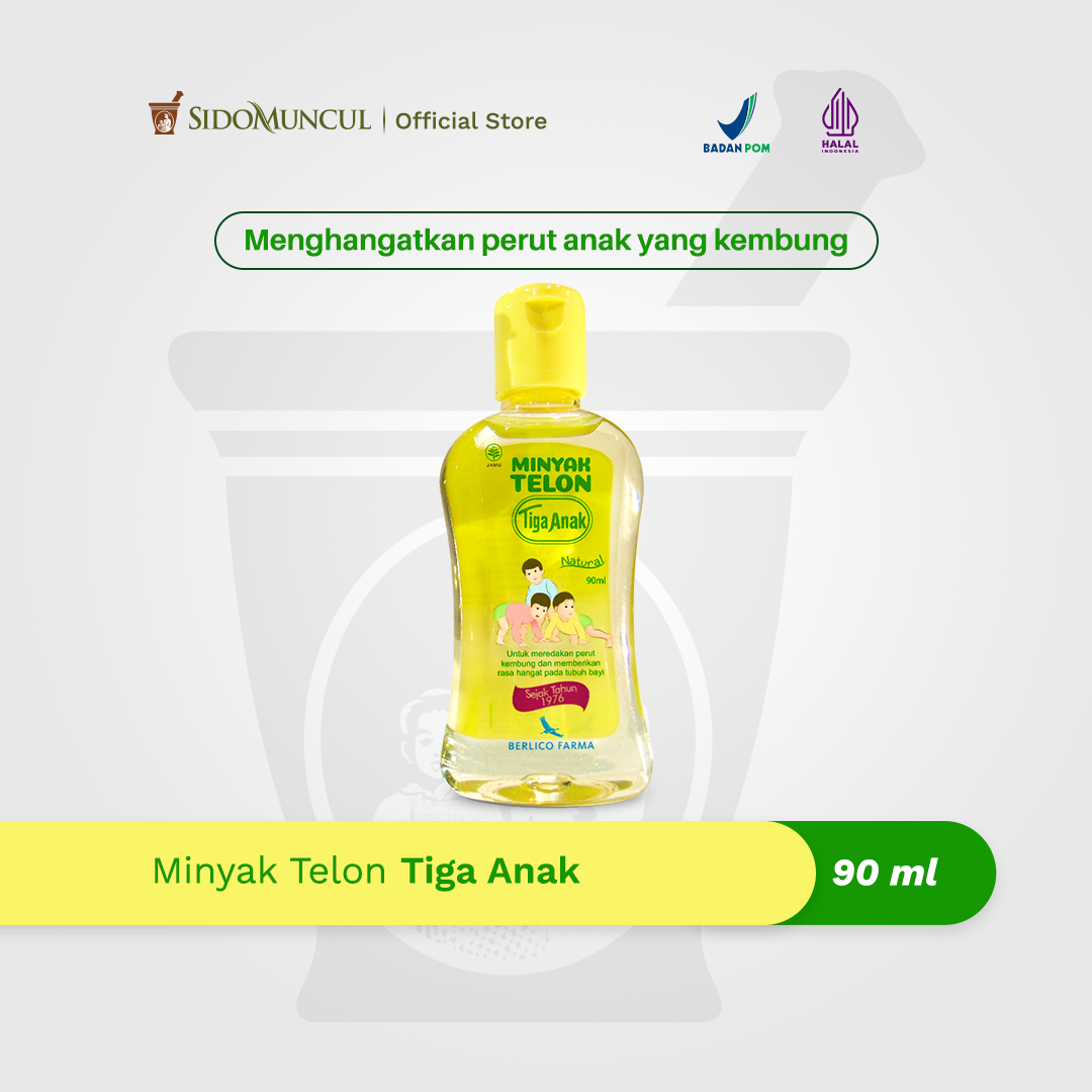 Minyak Telon Tiga Anak 90mL Menghangatkan Perut Kembung Bayi