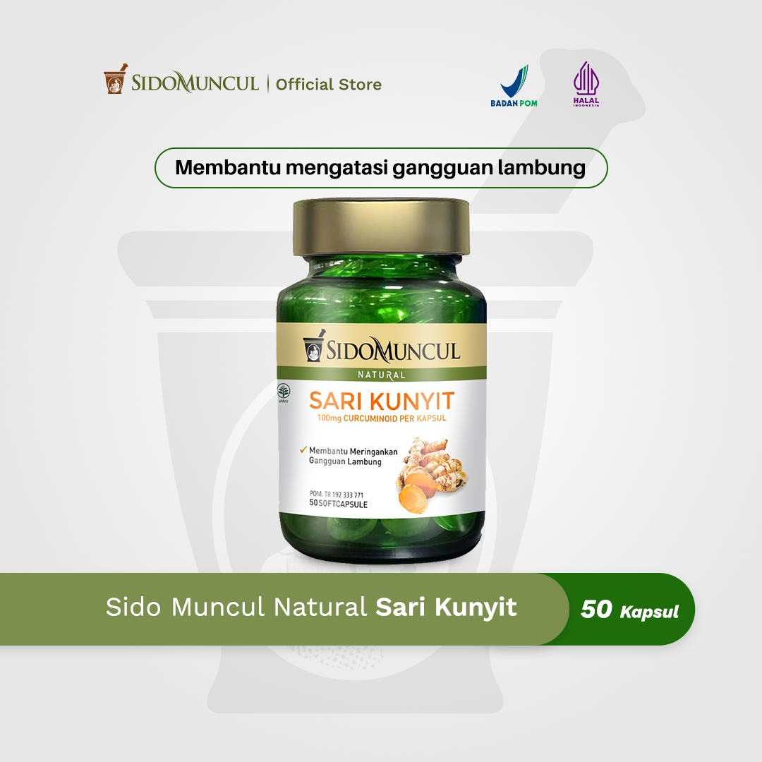 Sido Muncul Natural Sari Kunyit Soft Capsule 50'k - Sakit Maag Perut