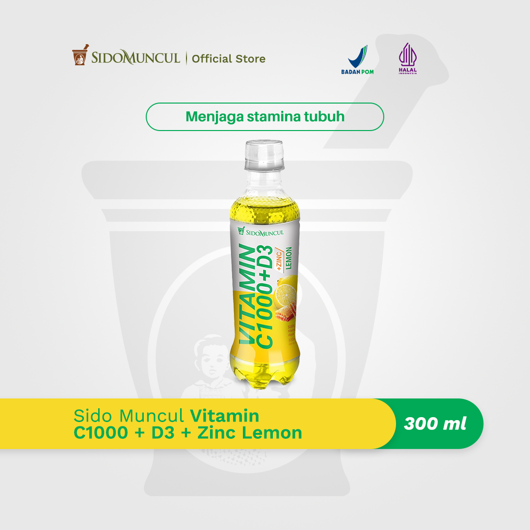 Sido Muncul Vitamin C1000 + D3 + Zinc Lemon 300ml - Daya Tahan Tubuh