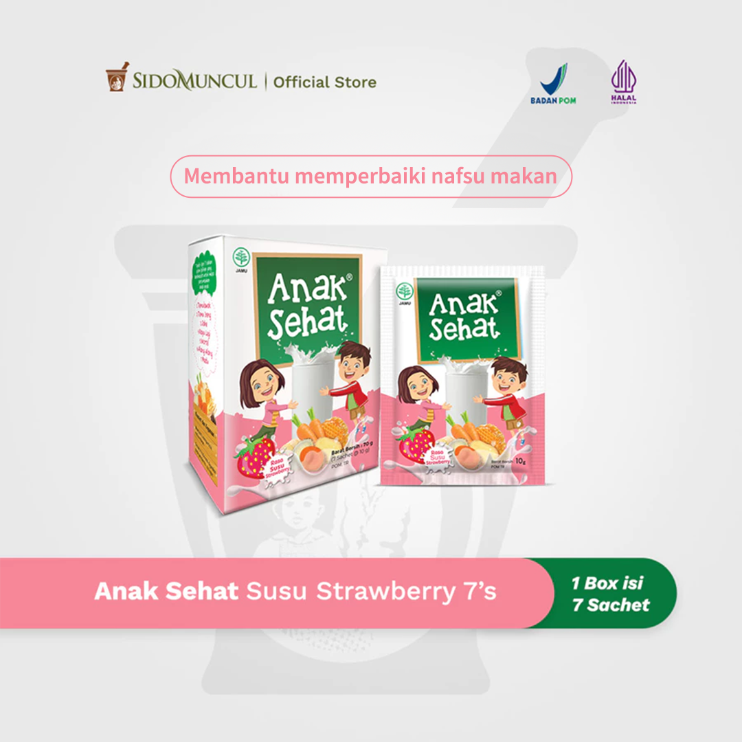Anak Sehat Susu Rasa Strawberry 1 Box Isi 7 Sachet - Membantu Memperbaiki Nafsu Makan
