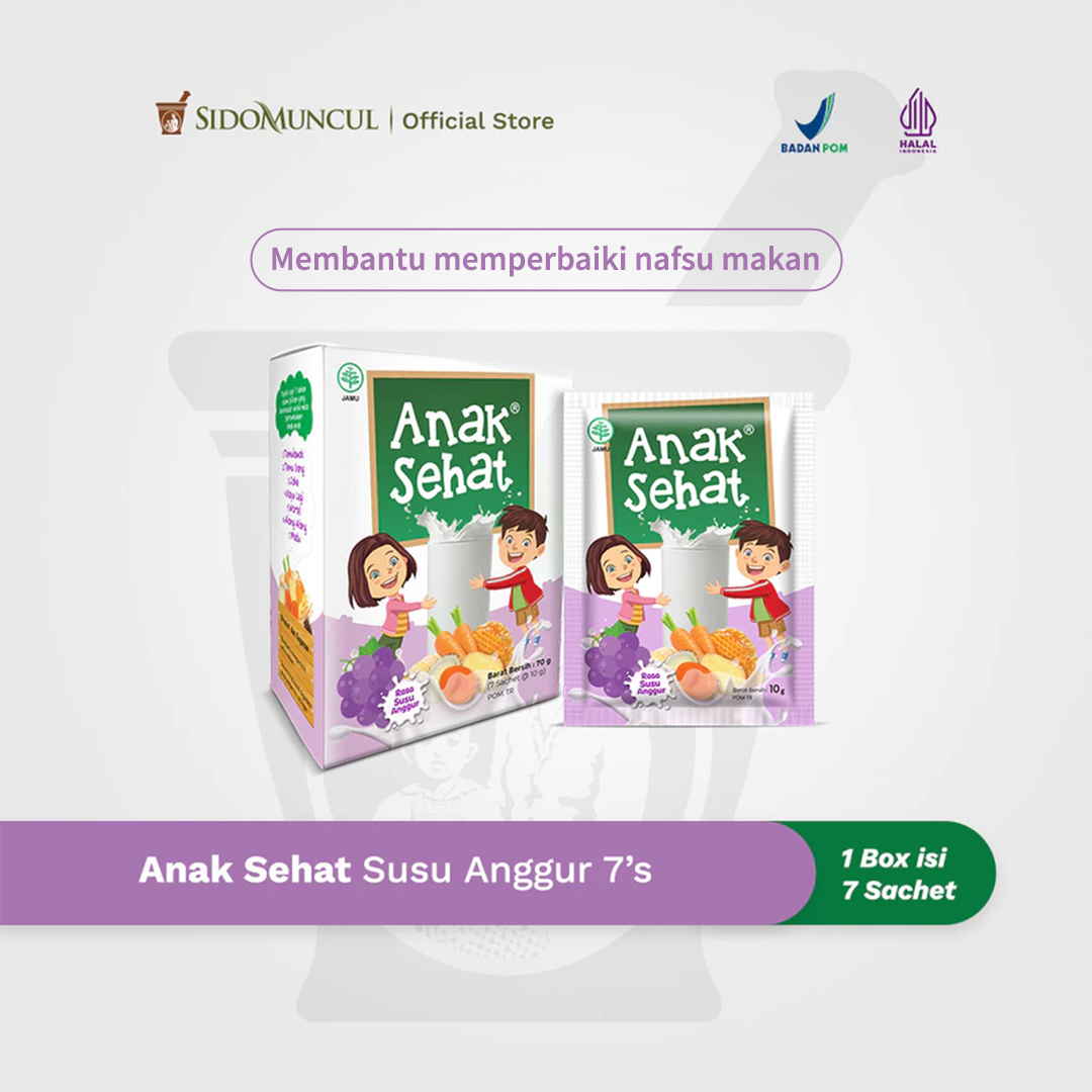 Anak Sehat Susu Rasa Anggur 1 Box Isi 7 Sachet - Membantu Memperbaiki Nafsu Makan