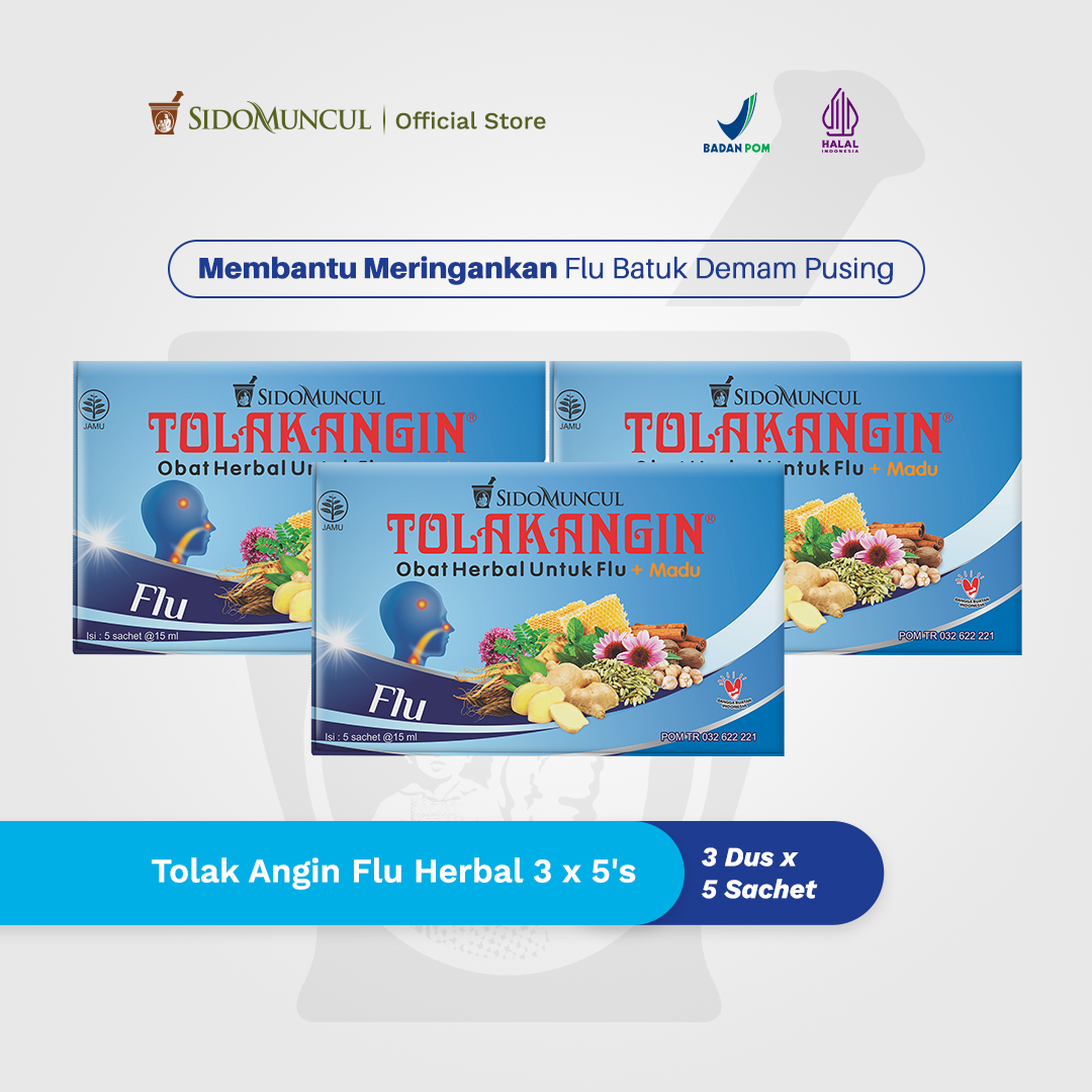 Tolak Angin Flu Cair Dus 3x5's Herbal - Flu Batuk Demam Pusing