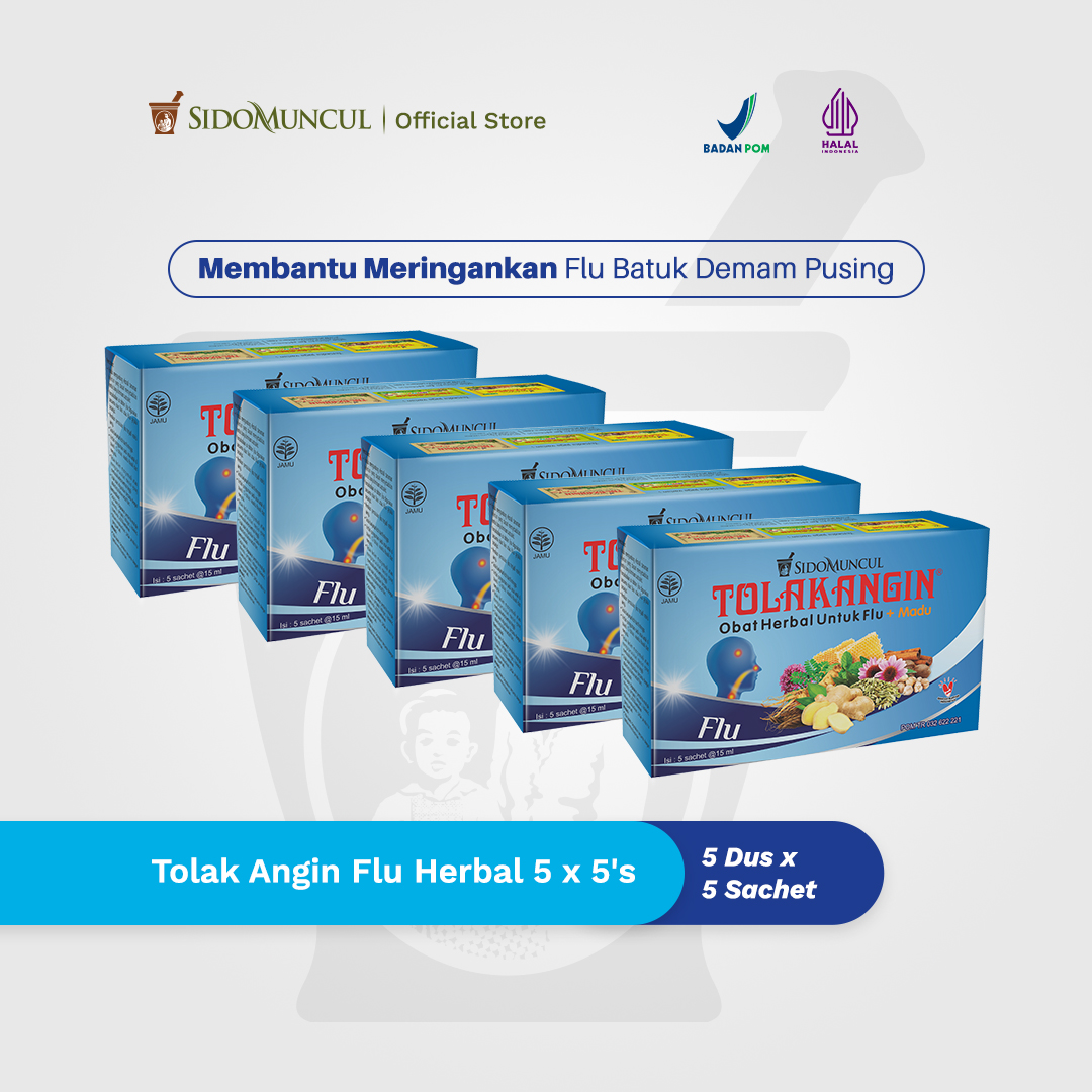 Tolak Angin Flu Cair Dus 5x5's Herbal - Flu Batuk Demam Pusing