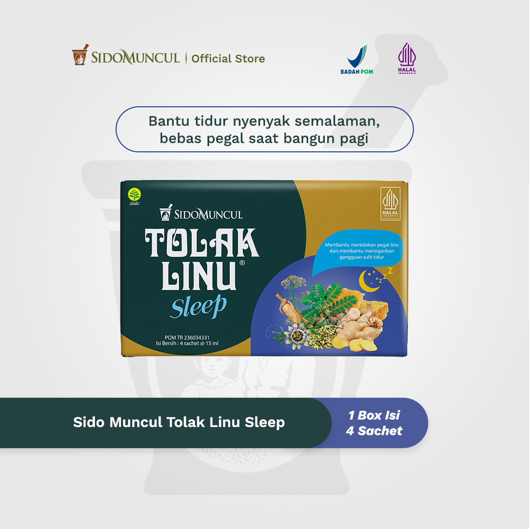 Tolak Linu Sleep 1 Box Isi 4 Sachet - Bantu Tidur Nyenyak Semalaman, Bebas Pegal Saat Bangun Pagi