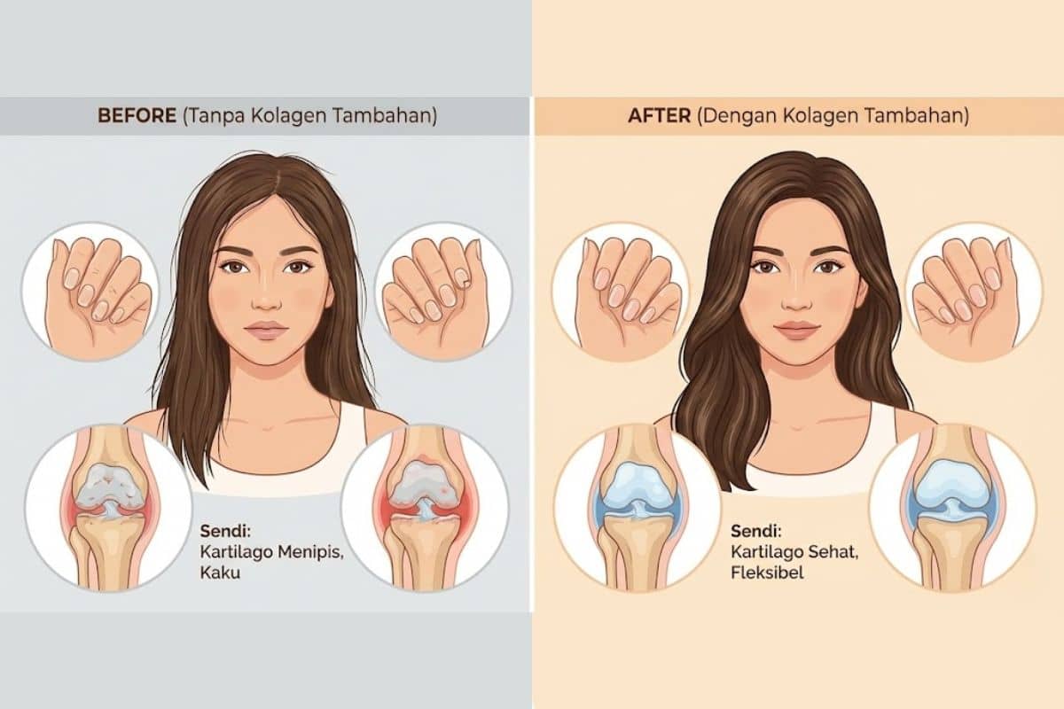 Perbandingan wanita dengan defisiensi kolagen dan yang memiliki asupan kolagen optimal