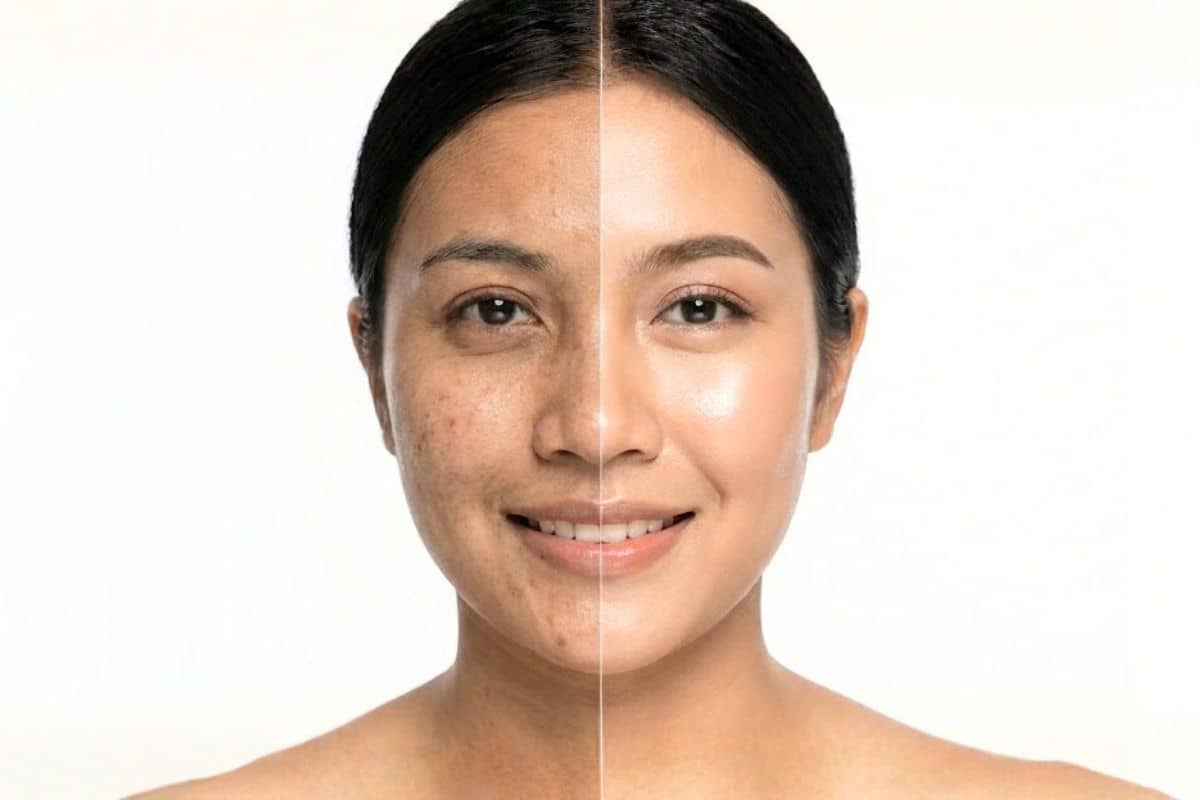 Perbandingan kondisi kulit wajah antara yang mengalami defisiensi kolagen dan yang memiliki asupan kolagen optimal