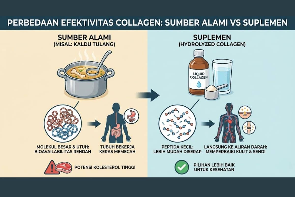 Perbedaan efektivitas collagen dari sumber alami vs suplemen 