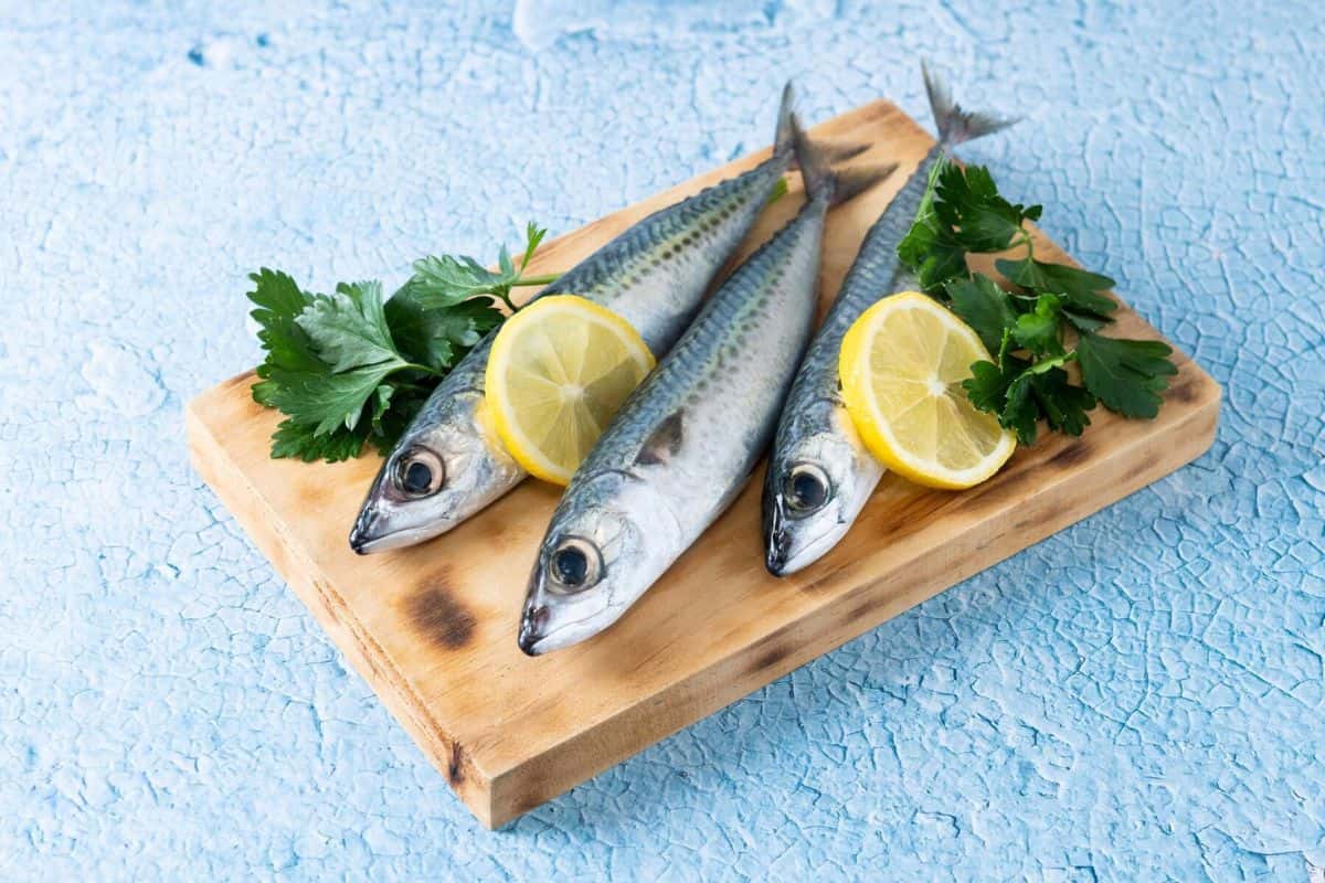 Ikan sarden segar di atas talenan